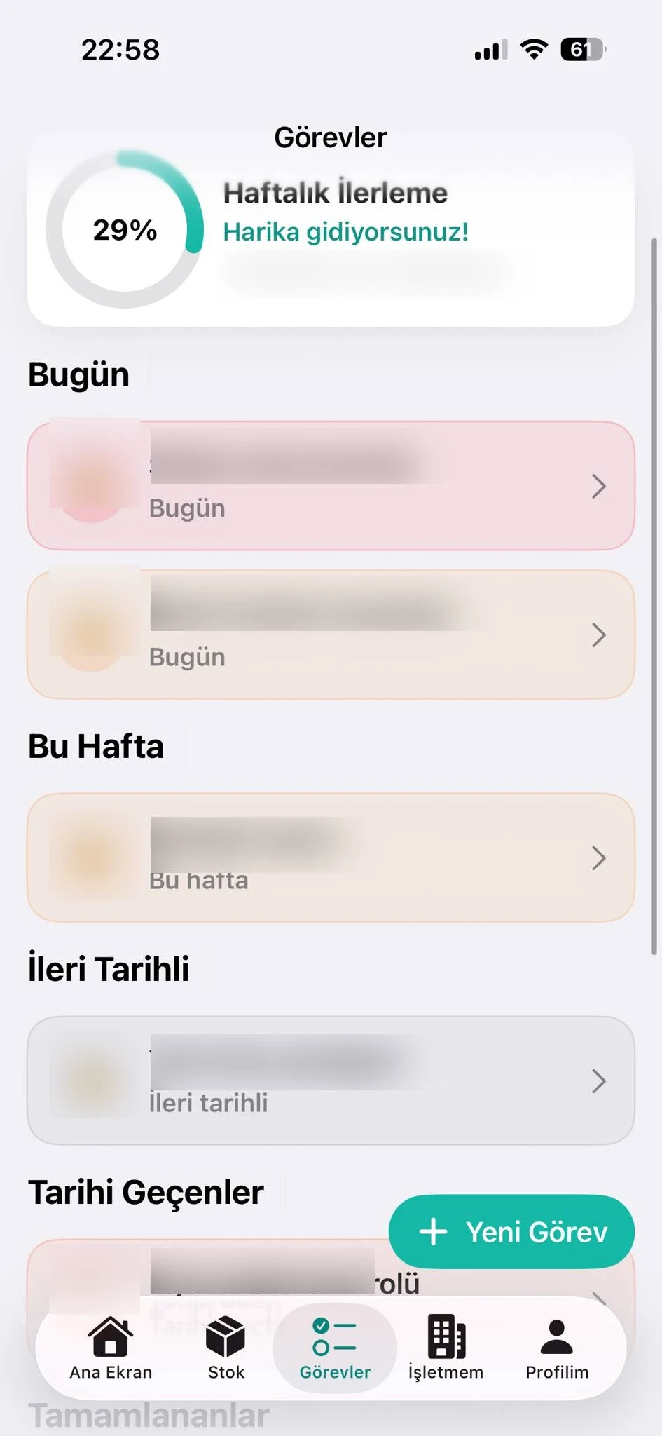 Mobil Saha Görevleri ve İlerleme Takibi (iOS)